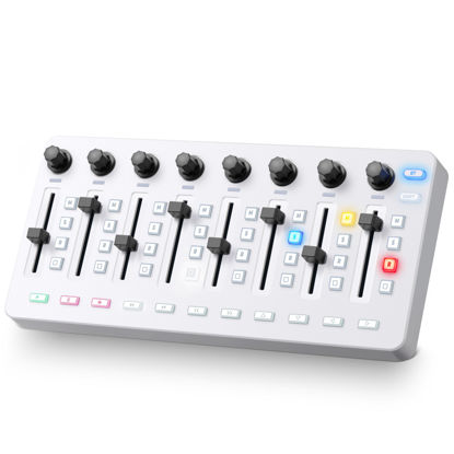 Picture of Vangoa Wireless Midi Controller Mixer Mute, Portable USB Midi Keyboard controlador Mixing Console 43 Backlit Button, 8 Channel Faders with LED indicator, 8 Assignable Endless Knobs for Daw, Mac, PC