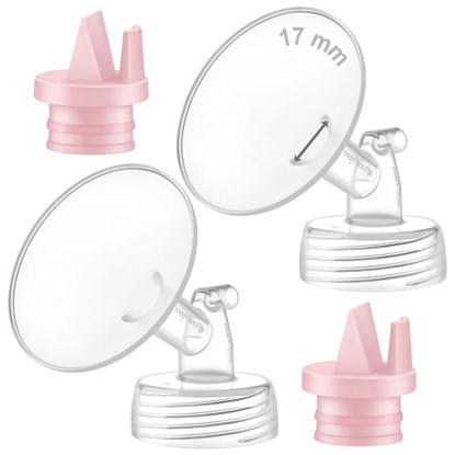 Picture of Maymom Pump Part Compatible with Spectra/Ameda Luna Pumps, Syngery Gold; Incl Wide Mouth Flange 17 mm 2nd Gen. Pink Valve; Not Original Spectra Flange; Replaces Spectra S1 S2, Plus Shield, Accessories