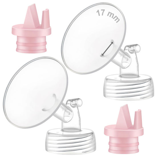 Picture of Maymom Pump Part Compatible with Spectra/Ameda Luna Pumps, Syngery Gold; Incl Wide Mouth Flange 17 mm 2nd Gen. Pink Valve; Not Original Spectra Flange; Replaces Spectra S1 S2, Plus Shield, Accessories