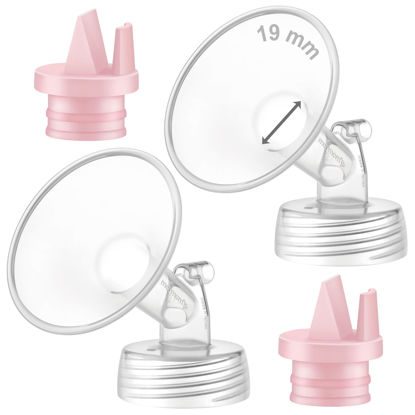 Picture of Maymom Pump Part Compatible with Spectra/Ameda Luna Pumps, Syngery Gold; Incl Wide Mouth Flange 19 mm 2nd Gen. Pink Valve; Not Original Spectra Flange; Replaces Spectra S1 S2, Plus Shield, Accessories