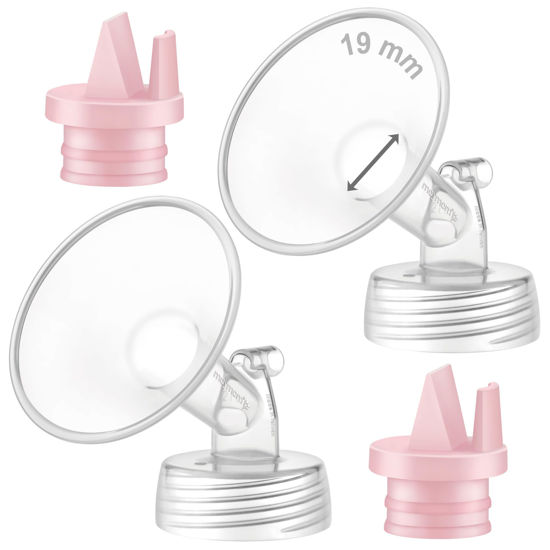 Picture of Maymom Pump Part Compatible with Spectra/Ameda Luna Pumps, Syngery Gold; Incl Wide Mouth Flange 19 mm 2nd Gen. Pink Valve; Not Original Spectra Flange; Replaces Spectra S1 S2, Plus Shield, Accessories