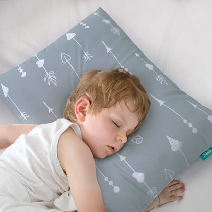 Picture of Toddler Pillow for Sleeping, Kid Pillow 14" x 19" for Small Travel Bed, Nap Pillow for Crib, Soft & Skin-Friendly Small Pillows for Sleeping, Toddler Use Only, Age 2 to 5 (Grey Arrow)