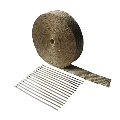 Picture of LEDAUT 2"x 100'Titanium Exhaust Heat Wrap For Car & Motorcycle Exhaust Tape With Stainless Ties
