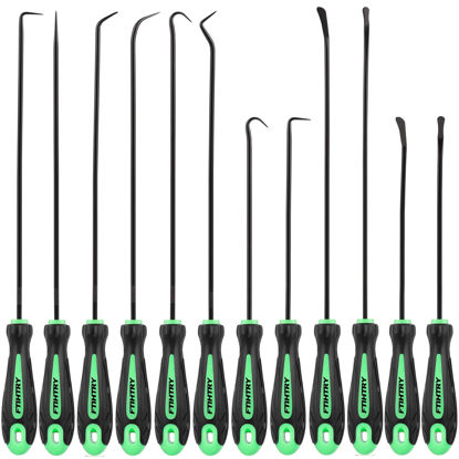 Picture of FTIHTRY 12-Piece Pick and Hook Tools Set, Pick Tool Set Car Auto Oil Seal/O-Ring Seal Gasket Pick Hooks Puller Remove, Long and Mini Pick Tool Set
