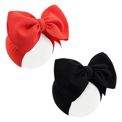 Picture of YanJie Halloween Baby Headbands Cheer Bows, Orange Black Hair Bow Baby Girl Elastic Nylon Bows Halloween Headbands Gifts for Baby Newborn Todder Infant