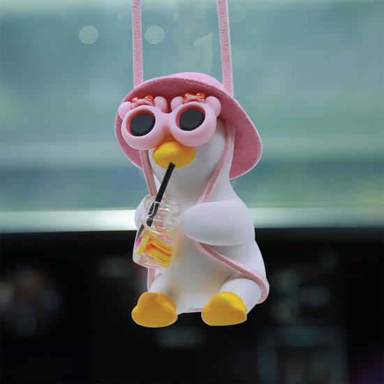 Picture of Cool Swinging Duck Car Hanging Ornament, Pendant Interior Rearview Mirror Decoration and Car Rear View Mirrior Hanging Accessories