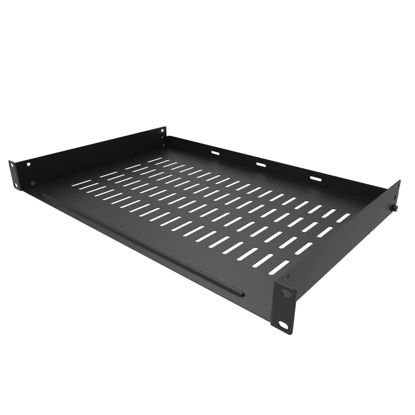 Picture of JINGCHENGMEI 1U Vented Rack Shelf Universal Rack Tray No Lip for 19 Inches Network Cabinet or Server Rack (12 Inches Deep)