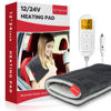 Picture of 12V/24V Car Electric Blanket for Back Pain Relief, Comfytemp Travel Blanket with 4 Heat Setting, 11 Auto-Off, Portable Mini Blanket for Back Pain, Shoulders and Cramps Relief, 12x 24 Washable