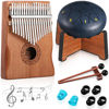 Picture of Resholder Musical Instruments Set Rain Drum for Outside with Stand Thumb Piano 8 Notes 6 Inches Steel Drum 17 Keys Kalimba Finger Piano for Adult Beginners Professionals Christmas Gift(Navy Blue)