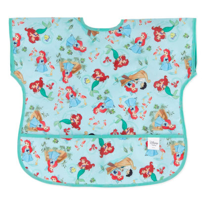 Picture of Bumkins Disney Short Sleeve Bib for Girl or Boy, Toddler and Kids for 1-3 Years, Large Size, Essential Must Have for Junior Children, Eating, Mess Saving Soft Fabric Apron for Play, Ariel