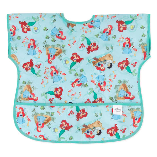 Picture of Bumkins Disney Short Sleeve Bib for Girl or Boy, Toddler and Kids for 1-3 Years, Large Size, Essential Must Have for Junior Children, Eating, Mess Saving Soft Fabric Apron for Play, Ariel