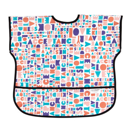Picture of Bumkins Short Sleeve Bib for Girl or Boy, Toddler and Kids for 1-3 Years, Large Size, Essential Must Have for Junior Children, Eating, Mess Saving Soft Fabric Apron for Play, Born This Way Kindness