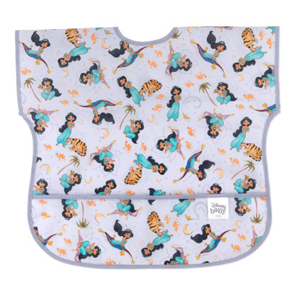 Picture of Bumkins Disney Short Sleeve Bib for Girl or Boy, Toddler and Kids for 1-3 Years, Large Size, Essential Must Have for Junior Children, Eating, Mess Saving Soft Fabric Apron for Play, Jasmine