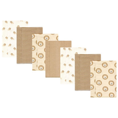 Picture of Hudson Baby Unisex Baby Cotton Flannel Burp Cloths, Brave Lion 7-Pack, One Size