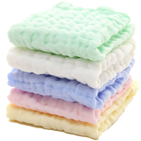 Picture of MUKIN Baby Washcloths - Natural Cotton Baby Wipes - Soft Newborn Face Towel and Washcloth for Sensitive Skin, Registry as Shower, 5 Pack 12x12 inches