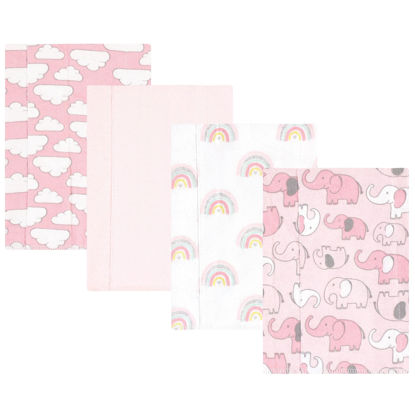 Picture of Hudson Baby Unisex Baby Cotton Flannel Burp Cloths 4-Pack, Girl New Elephant, One Size