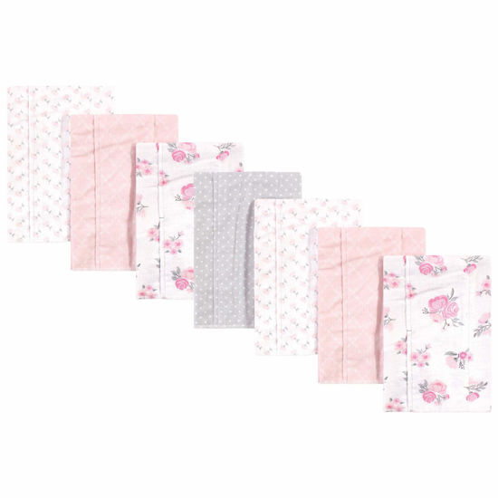 Picture of Hudson Baby Unisex Baby Cotton Flannel Burp Cloths, Pink Floral, One Size