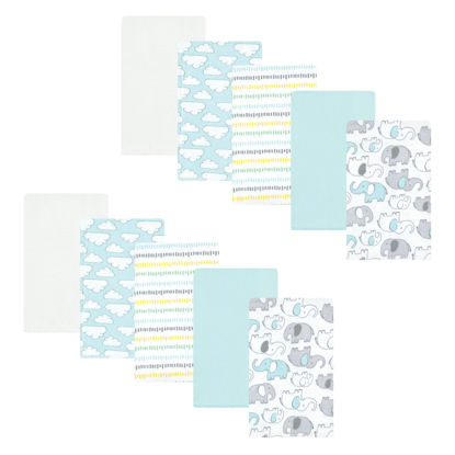 Picture of Hudson Baby Unisex Baby Cotton Flannel Burp Cloths, Neutral New Elephant 10-Pack, One Size