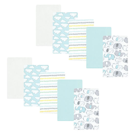 Picture of Hudson Baby Unisex Baby Cotton Flannel Burp Cloths, Neutral New Elephant 10-Pack, One Size