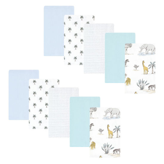 Picture of Hudson Baby Unisex Baby Cotton Flannel Burp Cloths 10-Pack, Boy Safari World, One Size