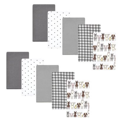 Picture of Hudson Baby Unisex Baby Cotton Flannel Burp Cloths 10-Pack, Farm Friends Grey, One Size