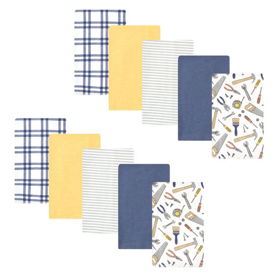 Picture of Hudson Baby Unisex Baby Cotton Flannel Burp Cloths, Construction Work 10-Pack, One Size