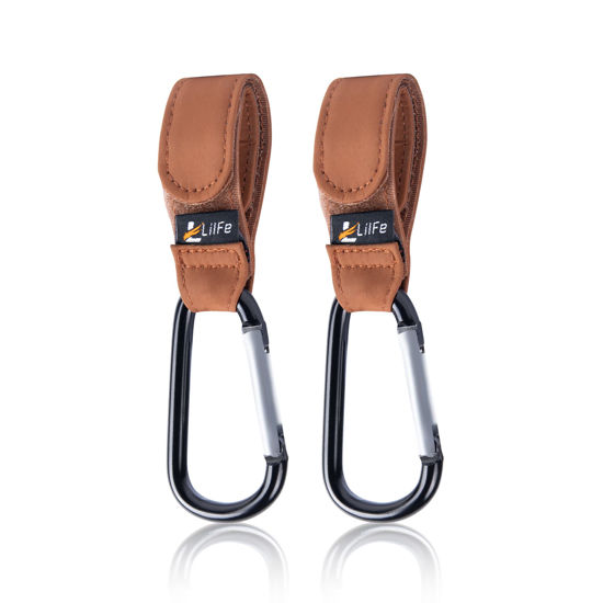 Picture of 2 Pcs Brown Baby Stroller Hooks for Hanging | Multipurpose Stroller Straps with Durable and Stylish Stroller Clips for Diaper Bags | The Perfect Mummy Hook for Pram, Wheelchair, Shopping and Pet Carts