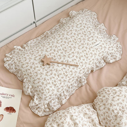 Picture of BuLuTu Cotton Muslin Kids Toddler Pillowcase with Cute Camellia Flowers Super Soft Travel Pillow Nursery Pillowcase for Boys,Girls,Bedding Decor Machine Washable, Durable Pillowcase,1 Piece,Standard