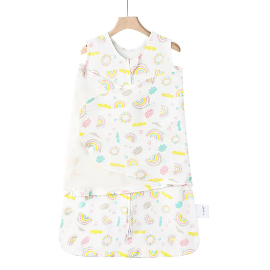 Picture of Ftikvo Swaddle-Blanket Baby Girl & Boy Swaddles Newborn Infant Transition Safe Wrap Blankets Breathable (Rainbow, 3-6 Month)