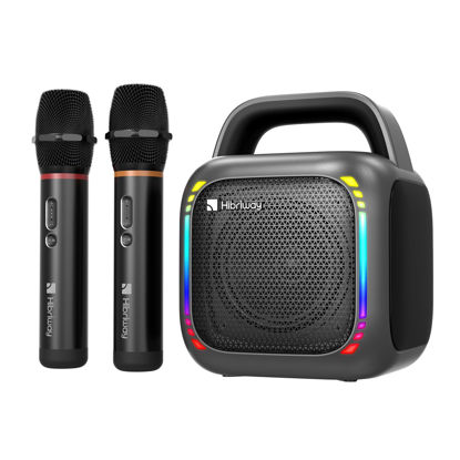 Picture of Karaoke Machine with 2 Wireless Microphones, Portable 5.0 Bluetooth Speaker for Adults & Kids, with 50W Speaker,Handle &RGB Lights, Supports TF Card/USB/Aux in/TWS,for Home,Party,Performance,Meeting