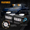 Picture of XRIDONSEN 2 in 1 Emergency Dash Strobe Lights Interior Windshield Lights Deck Split Amber White Warning Safety Flashing Lights w/Suction Cups for Construction Vehicles, Trucks (2×7.16 inch, 16 LED)