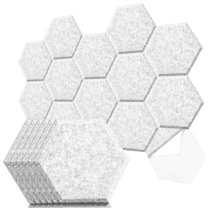Picture of Art3dwallpanels Self Adhesive 20 Pack Acoustic Panels, 14" X 12" X 0.4" Soundproof Wall Panels, High Density Sound Absorbing Panels Hexagon Beveled Edge Sound Dampening Panels, Studio Treatment Tiles