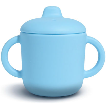 Picture of 6 Months+ Sippy Cups with Handles,Silicone Sippy Cups Leak Proof 5oz,No Spill Sippy cups for Toddlers (Powder Blue)