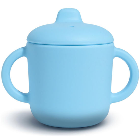 Picture of 6 Months+ Sippy Cups with Handles,Silicone Sippy Cups Leak Proof 5oz,No Spill Sippy cups for Toddlers (Powder Blue)