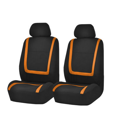 Picture of FH Group Car Seat Covers Front Set in Cloth -Car Seat Covers for Low Back Car Seats with Removable Headrest,Universal Fit,Automotive Seat Covers,Washable Car Seat Cover for SUV,Sedan,Van Orange