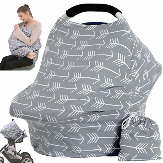 Picture of Car Seat Canopy Breastfeeding Cover - Multi Use Baby Stroller and Carseat Cover, Breastfeeding Covers, Boys and Girls Shower Gifts (Classical Arrows)