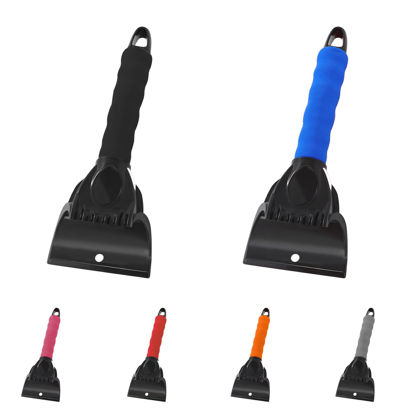Picture of 2 Pack Snow and Ice Scraper for Car Windshield, Frost Removal Tool with Foam Handle, for Car Truck SUV Window and Windshield, Scratch-Free (Black & Blue)
