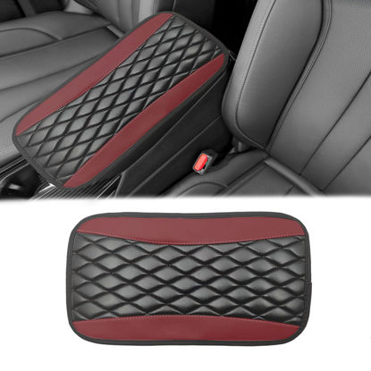 Picture of Car Center Console Cover, Universal Leather Waterproof Armrest Seat Box Cover Protector, Comfortable Car Decor Accessories Fit for Most Cars, Vehicles, SUVs-Wine Red
