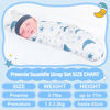 Picture of Buryeah 4 Pack Preemie Swaddle Blanket Wrap Set with Hat for Baby Boys Girls 3-7 Lbs Preemie Newborn Clothes Sleepers Cap (Dark Blue,Bear)