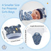 Picture of Buryeah 4 Pack Preemie Swaddle Blanket Wrap Set with Hat for Baby Boys Girls 3-7 Lbs Preemie Newborn Clothes Sleepers Cap (Dark Blue,Bear)