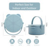 Picture of Dilovely Snack Cups for Toddlers, Baby Snack Containers, Silicone Toddler Snack Cups No Spill, Food Catcher with Lid & Bucket-like Handle, BPA Free & Dishwasher Safe, 9 Ounce Smoke Blue