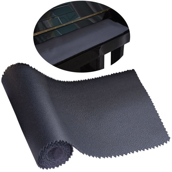 Picture of Mooson Piano Keyboard Anti-Dust Cover High Technology Fabric Key Cover Cloth Fit For Upright Piano, Electric Piano & Grand piano (Dark blue) (Black)
