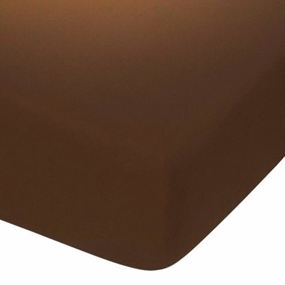 Picture of NTBAY 100% Brushed Microfiber Fitted Crib Sheet, Super Soft and Cozy 28x52 Crib Sheet for Standard Crib and Toddler Mattresses, Boys, Girls, Unisex, Brown, 28x52 Inches