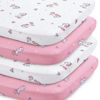 Picture of Pack and Play Sheets, Pack n Play Sheets | Mini Crib Sheets 4-Pack, Ultra Soft Pack n Play Mattresses Sheets Compatible with Graco Pack n Play, Soft and Breathable Material, Pink