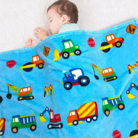 Picture of Lukeight Toddler Blanket for Boys and Girls, 380 GSM Thick Kids Blanket for Birthday Gifts, Cozy Baby Blanket, Plush Receiving Blanket for Crib (Construction, 30x40 Inches)