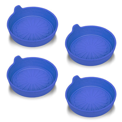 Picture of SINGARO Car Cup Holder, 4-Pack Silicone Car Coasters, Universal Non-Slip Recessed Car Interior Accessories (Flower Blue)
