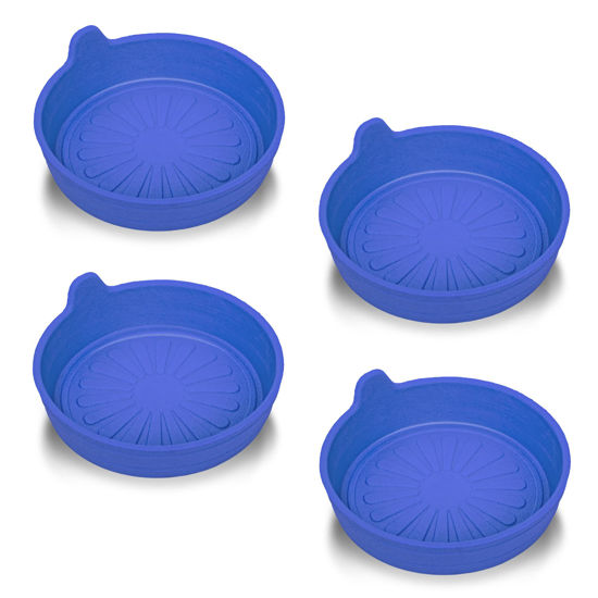 Picture of SINGARO Car Cup Holder, 4-Pack Silicone Car Coasters, Universal Non-Slip Recessed Car Interior Accessories (Flower Blue)