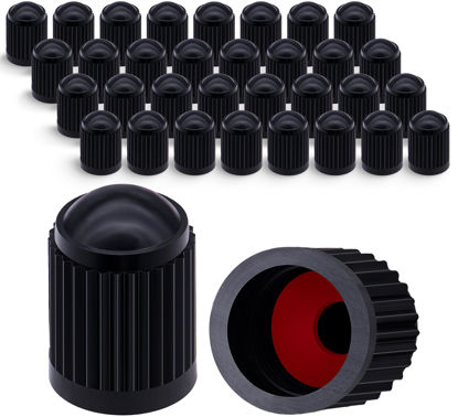 Picture of MEAJOO 30PCS Tire Valve Stem Caps, Corrosion Resistant, with O Rubber Ring, Airtight Seal Heavy Duty Dustproof Tire Valve Stem Covers for Cars, SUV, Trucks, Bikes, Motorcycles, Bicycles(Black)