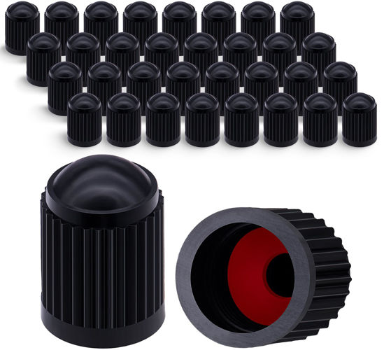 Picture of MEAJOO 30PCS Tire Valve Stem Caps, Corrosion Resistant, with O Rubber Ring, Airtight Seal Heavy Duty Dustproof Tire Valve Stem Covers for Cars, SUV, Trucks, Bikes, Motorcycles, Bicycles(Black)