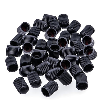 Picture of MEAJOO 100PCS Tire Valve Stem Caps, Corrosion Resistant, with O Rubber Ring, Airtight Seal Heavy Duty Dustproof Tire Valve Stem Covers for Cars, SUV, Trucks, Bikes, Motorcycles, Bicycles(Black)